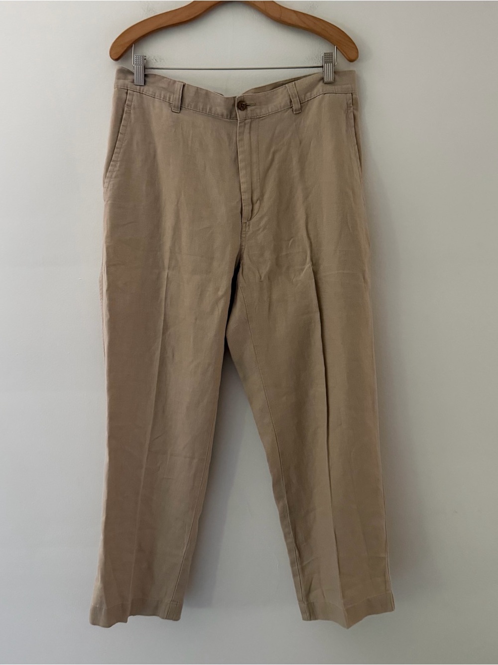Jos A Bank Vintage Linen Pants Tan Straight Leg Size 34 X 29 Classic Coastal